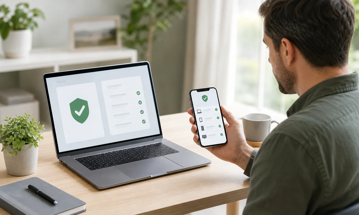 Person prüft eine Datenleck-Warnung und sichert betroffene Onlinekonten