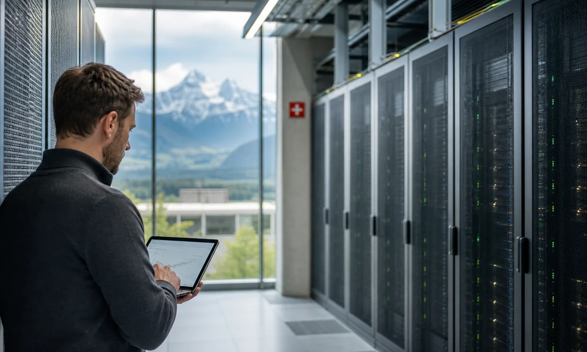 Moderne Serverinfrastruktur in der Schweiz zur sicheren Speicherung digitaler Daten